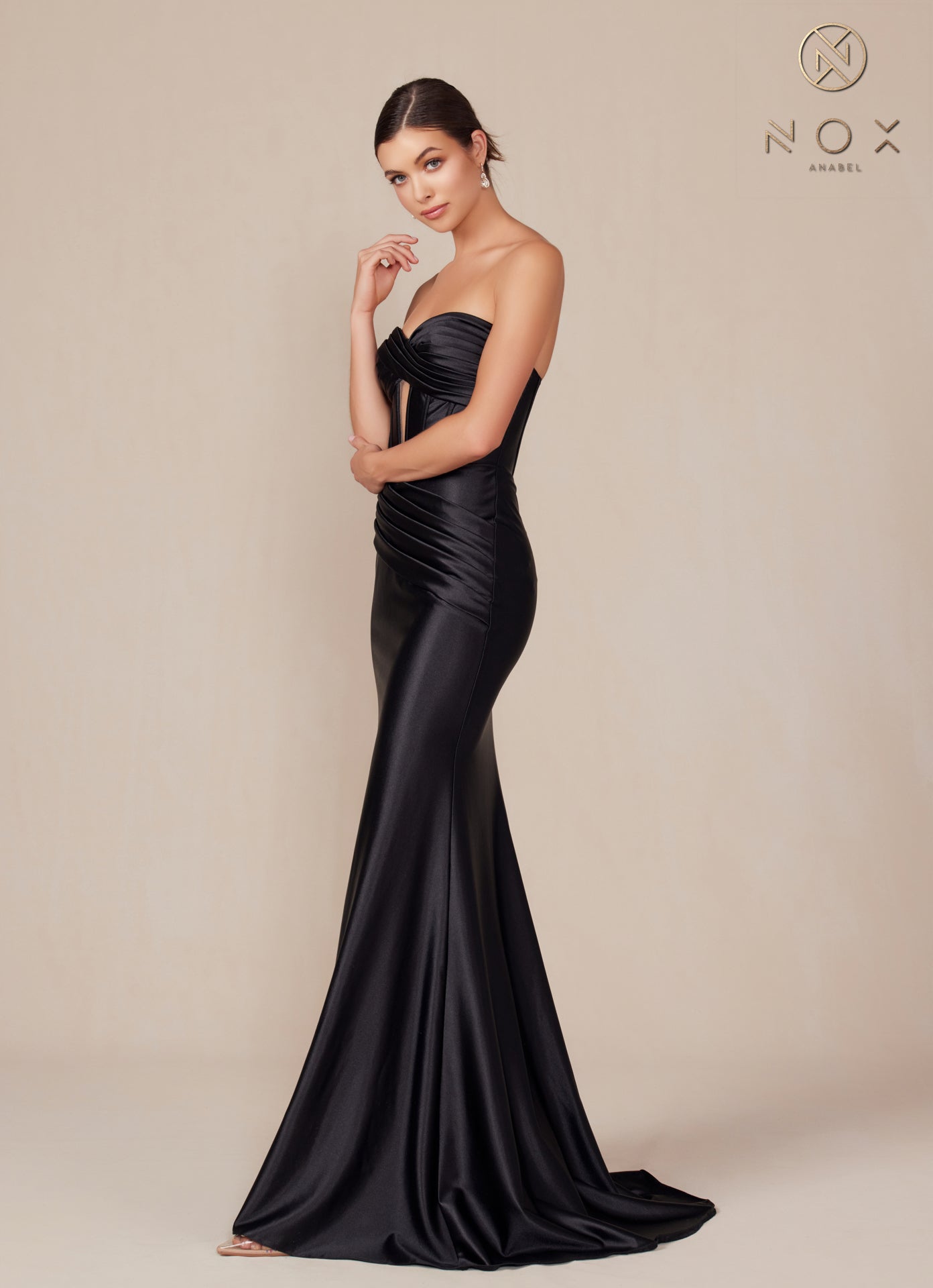 Nox Anabel T1500 Long Formal Corset Dress Cut Out Strapless Prom Evening Gown Sweetheart