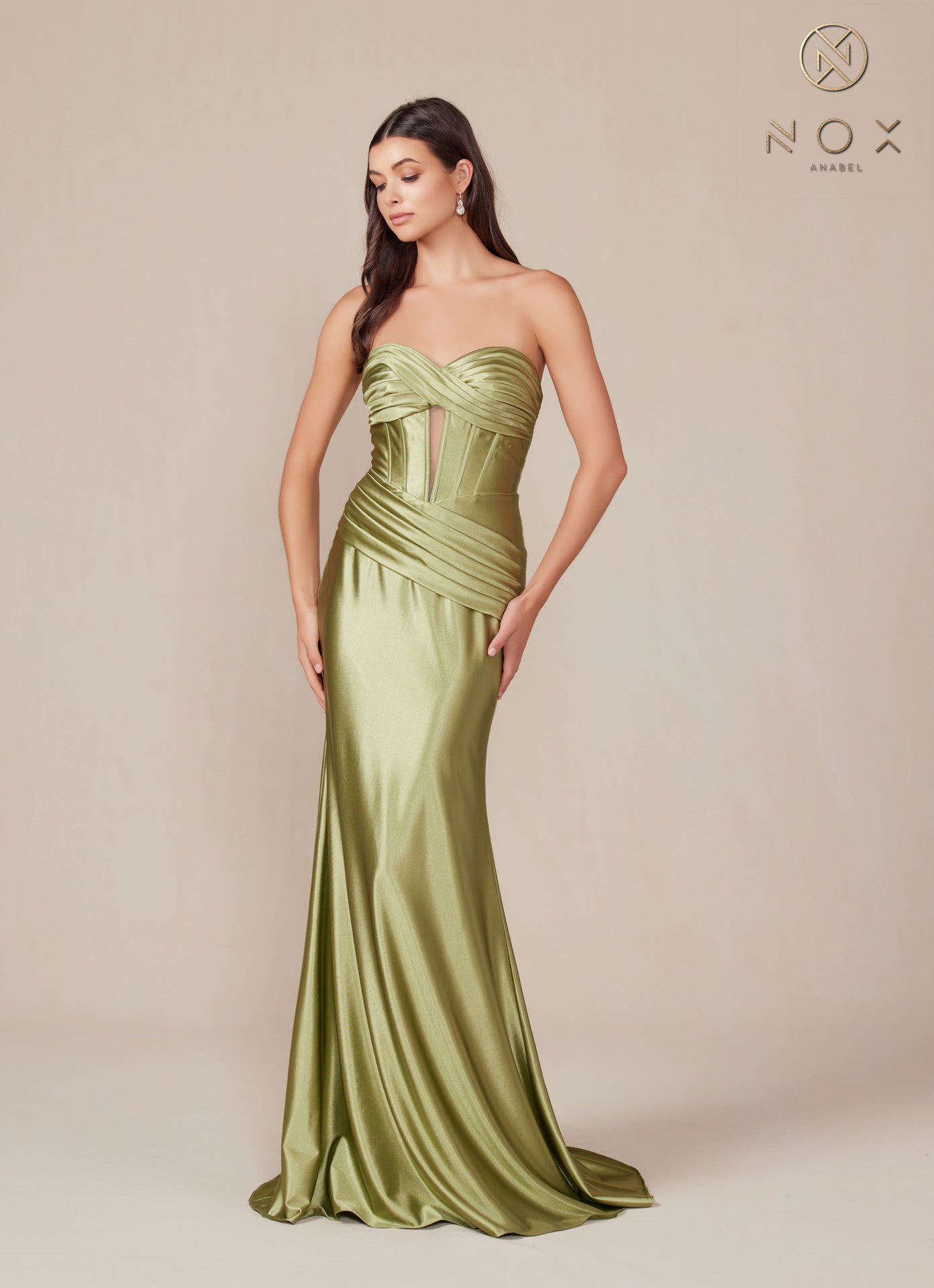 Nox Anabel T1500 Size 2 Ocean Long Formal Corset Dress Cut Out Strapless Prom Evening Gown Sweetheart