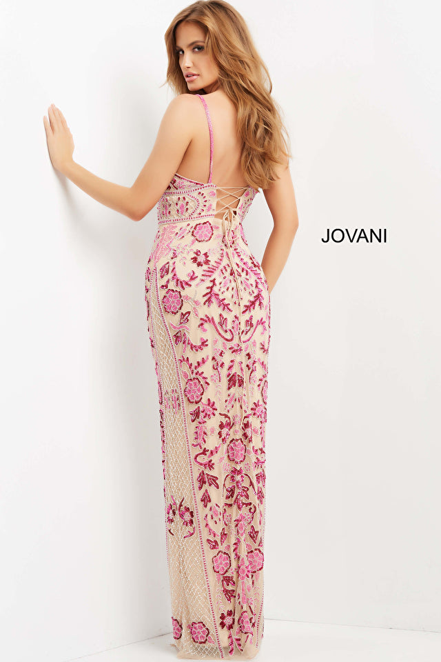 Jovani 08546 Embellished V Neck Floor-Length High Waisted Skirt With Slit Evening Dress.  Look glamorous in the exquisite Jovani 08546 evening dress. Crafted from luxurious materials and adorned with delicate embellishments, this floor-length skirt features a v-neck cut and a high-waisted waistline to flatter your figure. A seductive side slit completes the silhouette for a classic, yet alluring look.