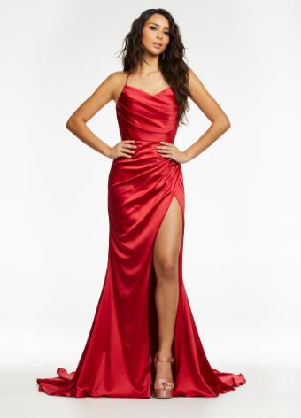 Introducing the Ashley Lauren 11162 Long Prom Dress, a stunning and elegant choice for any formal occasion. Designed with a ruched satin fabric and delicate spaghetti straps, this gown is both comfortable and stylish. Make a statement and stand out in this beautiful dress. This simplistic and stunning spaghetti strap gown features an elegantly draped bodice giving way to a draped skirt that is sure to accentute your curves. The look is accented by a left leg slit and lace up back.