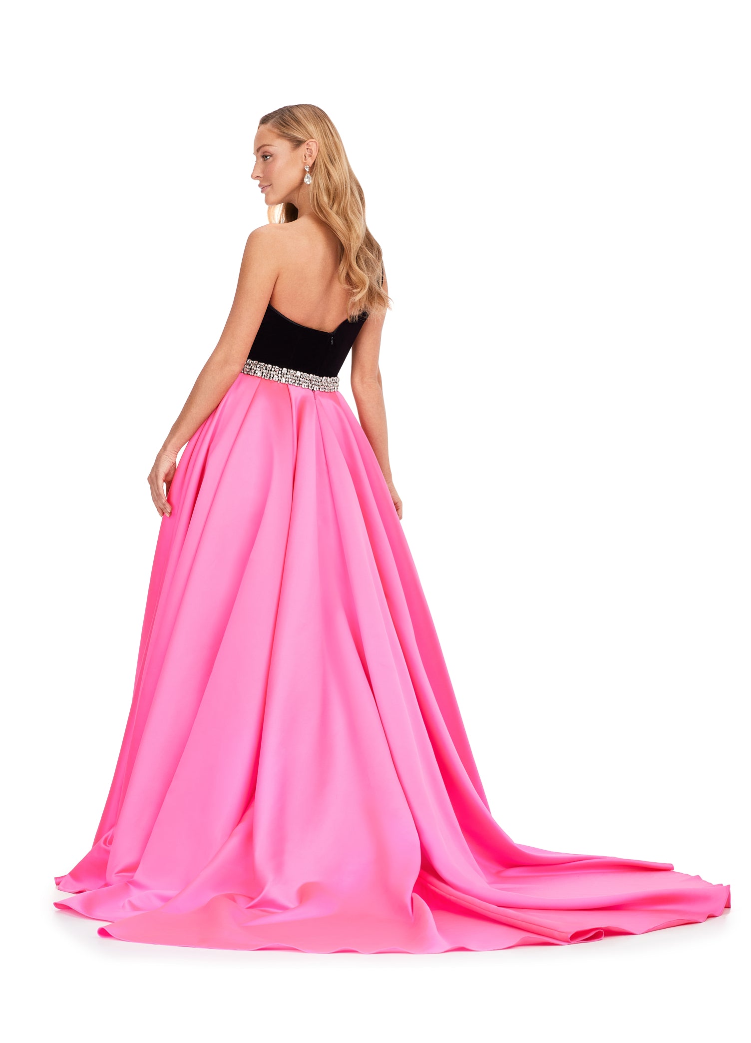 Ashley Lauren 11265 Velvet One Shoulder Heavy Satin Overskirt Crystal Beaded Belt Gown Formal Dress.Did someone say regal? This unique one-shoulder velvet gown features a gorgeous heavy satin overskirt and a crystal beaded belt.