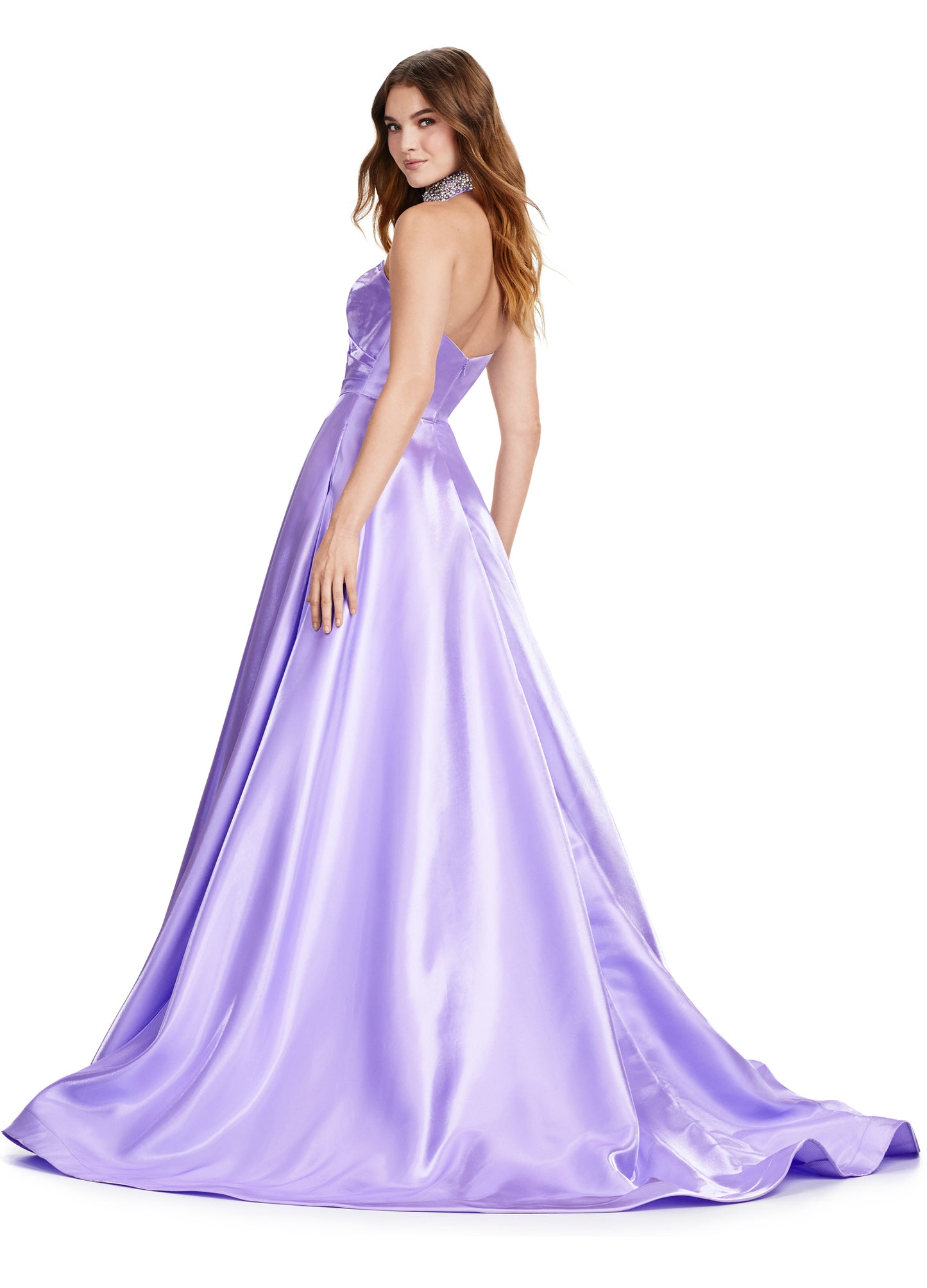 Elevate your eveningwear with the Ashley Lauren 11473 Long Prom Dress. Crafted from luxurious satin, this strapless ball gown features a beaded choker neckline for a touch of glamour. Perfect for formal events and pageants, this dress will make you feel like a true princess. Be the belle of the ball in this fabulous A-Line ball gown. This strapless satin dress features a sweetheart neckline and a fully beaded choker to match.