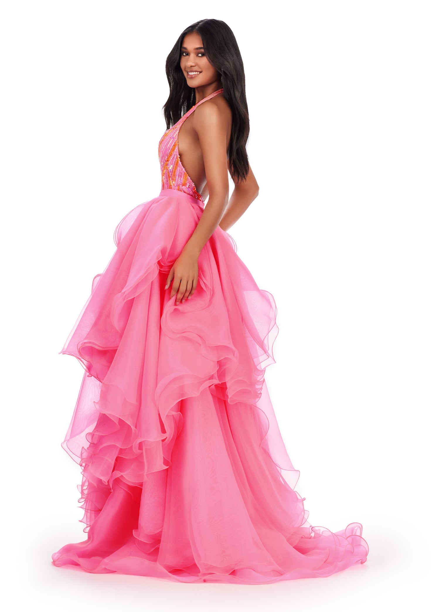 Get ready to make a statement at your next formal event with the Ashley Lauren 11601 Long Prom Dress. This elegant gown features a stunning organza ruffle side overskirt with a daring slit, perfect for showing off your legs. Complete with a formal pageant-worthy design, you'll be sure to turn heads all night long. An overskirt that is here to slay! This fabulous ruffle organza side overskirt is sure to look incredible with your next look. Pair it with your favorite ASHLEYlauren dress, jumpsuit or cocktail.