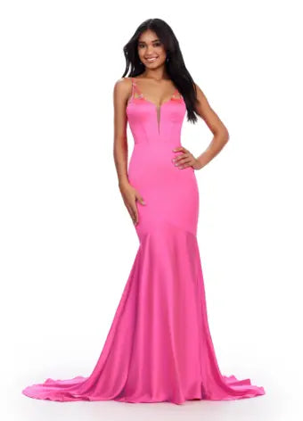 Achieve a stunning look in the Ashley Lauren 11644 Long Prom Dress. With a mermaid silhouette, corset bodice, and spaghetti straps, this formal gown is both flattering and elegant. Adorned with intricate beaded details, it's the perfect choice for prom or pageants. Make a statement and turn heads with this exquisite dress. Classy and timeless! This satin spaghetti strap gown features a corset bustier and beaded details on the straps.