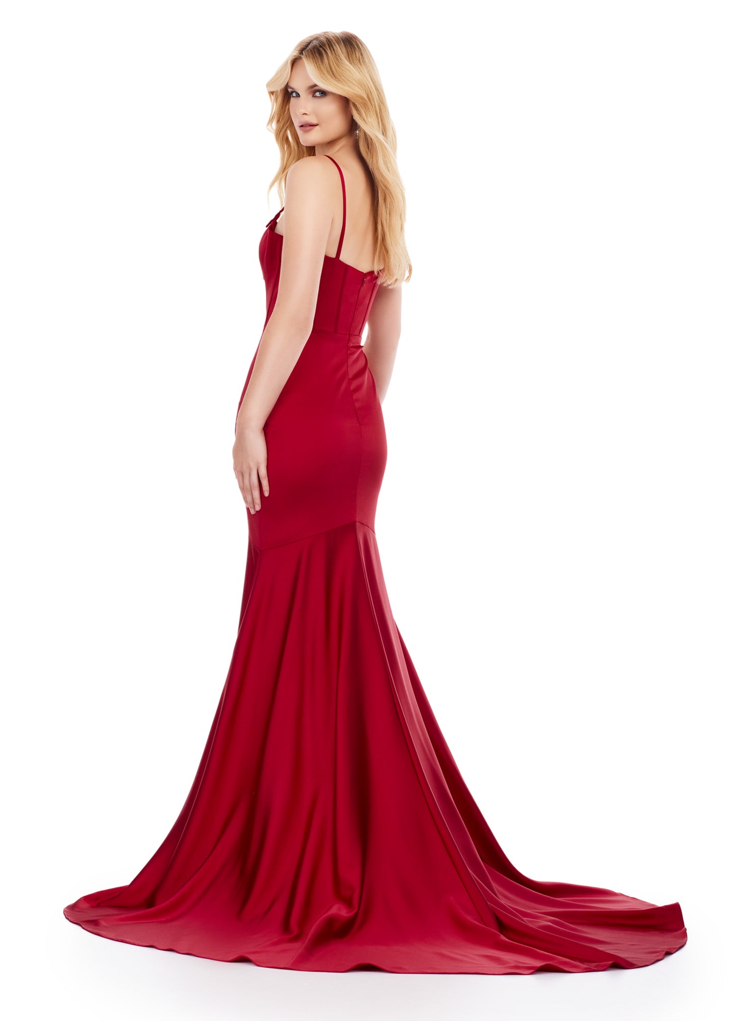 Achieve a stunning look in the Ashley Lauren 11644 Long Prom Dress. With a mermaid silhouette, corset bodice, and spaghetti straps, this formal gown is both flattering and elegant. Adorned with intricate beaded details, it's the perfect choice for prom or pageants. Make a statement and turn heads with this exquisite dress. Classy and timeless! This satin spaghetti strap gown features a corset bustier and beaded details on the straps.