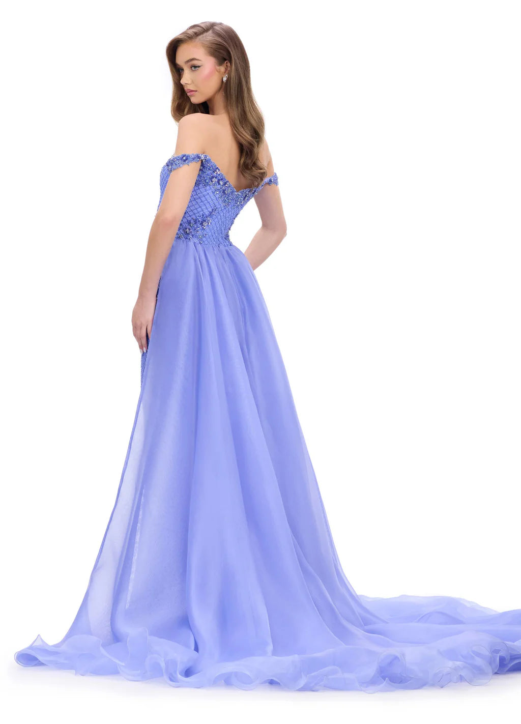 Ashley Lauren 11767 Pageant Dress Fully Beaded Sweetheart Neckline Off the Shoulder Crystal Straps overskirt