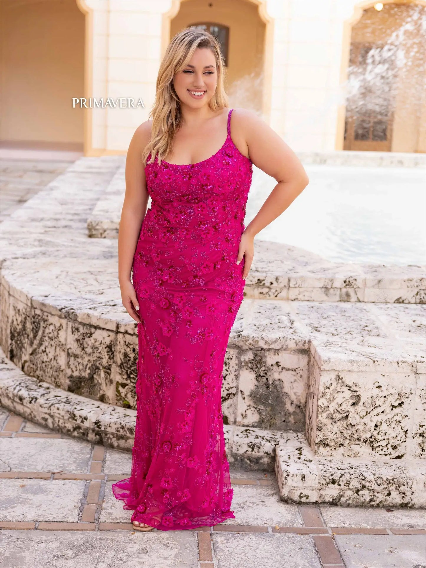 Experience elegance and style with the Primavera Couture 14050 Long Prom Dress. The corset design flatters and accentuates your curves, while the intricate beading adds a touch of glamour. This formal gown is perfect for any special occasion and will make you feel confident and beautiful. Available in plus sizes.