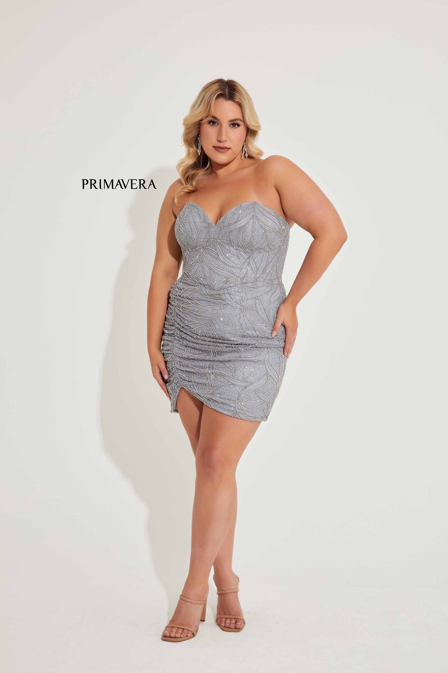 Primavera Couture 14068 Strapless Plus Sized Cocktail Dress Sequined