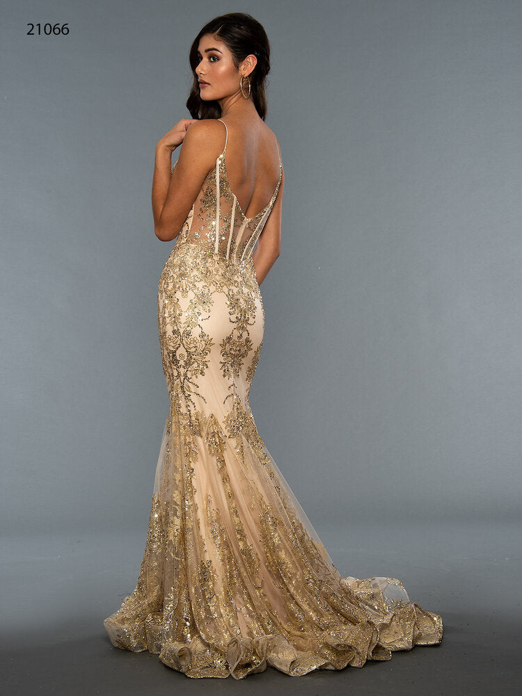 Stella Couture 21066 is a stunning V neckline glitter embellished fitted mermaid prom & Pageant Dress. Featuring a corset design bodice with boning and a v neckline. Lush mermaid silhouette with a sweeping train. sheer back. Great for Prom & Pageant  Available Size: 0-18  Available Color: Red, Silver, Gold, Black, Turquoise, Green, Yellow, Rose, Royal, Navy, Emerald