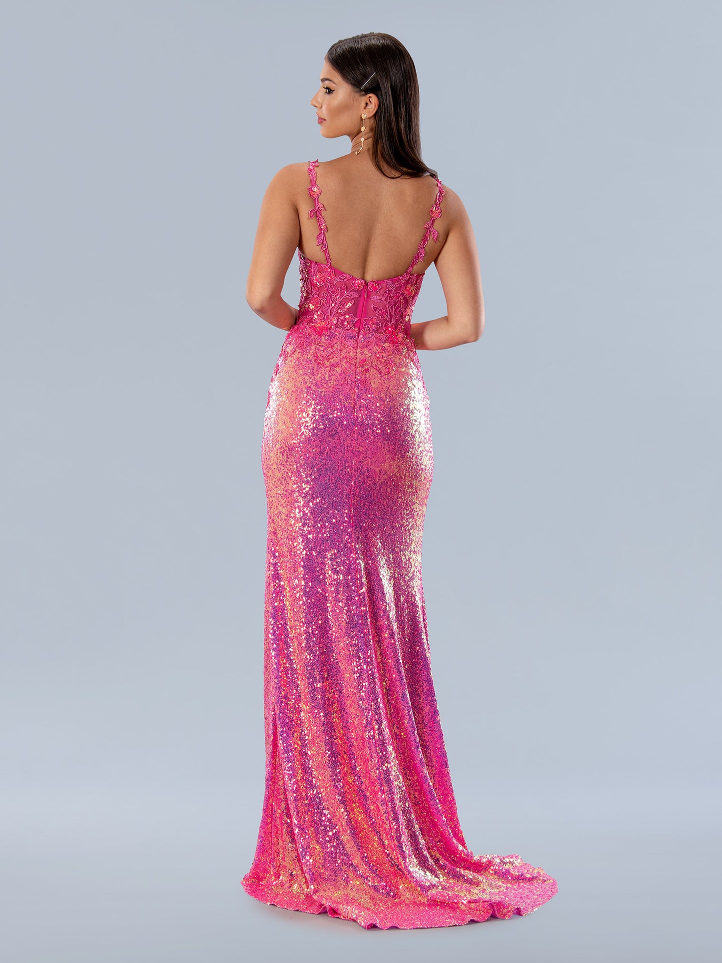 This stunning Stella Couture 24200 Sheer Sequin Corset Prom Dress is sure to make heads turn with its flattering corset design, elegant lace slit, and delicate sequin detailing. With sizes up to Plus, this show-stopping evening gown is perfect for an unforgettable night.  Sizes: 0-24  Colors: Fuchsia, Green, Navy