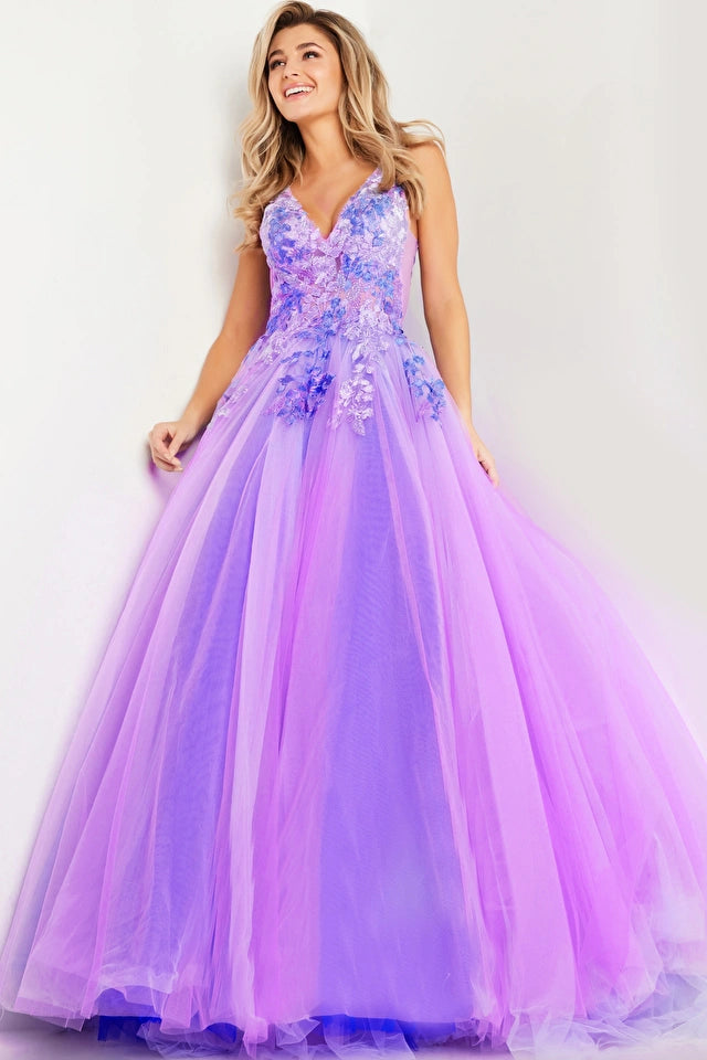 The Jovani 24602 is a captivating prom dress from the formal collection, designed to leave a lasting impression at your special event. It is crafted from delicate tulle, a fabric known for its ethereal and graceful quality, creating a captivating and whimsical look.  In terms of style, the dress follows an A-line silhouette, which is universally flattering and timeless, ensuring an elegant and regal appearance for various body types.