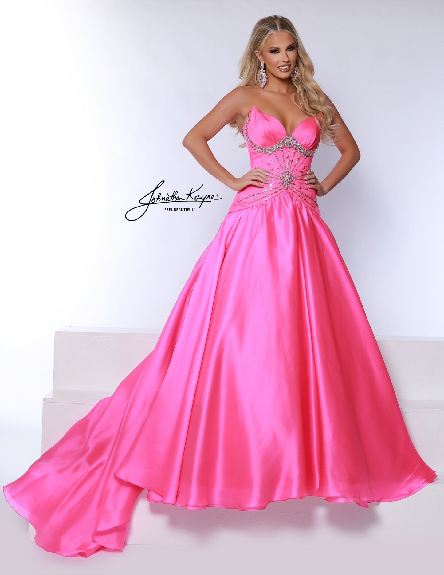 Johnathan Kayne 3045 Silk Ballgown Pageant Dress Drop Waist Prom Crystal Embellished