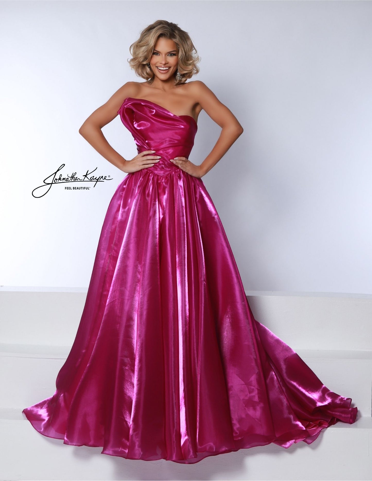 Johnathan Kayne 3102 Mirror Organza Prom Dress Ball Gown Strapless Princess Waist Evening Gown