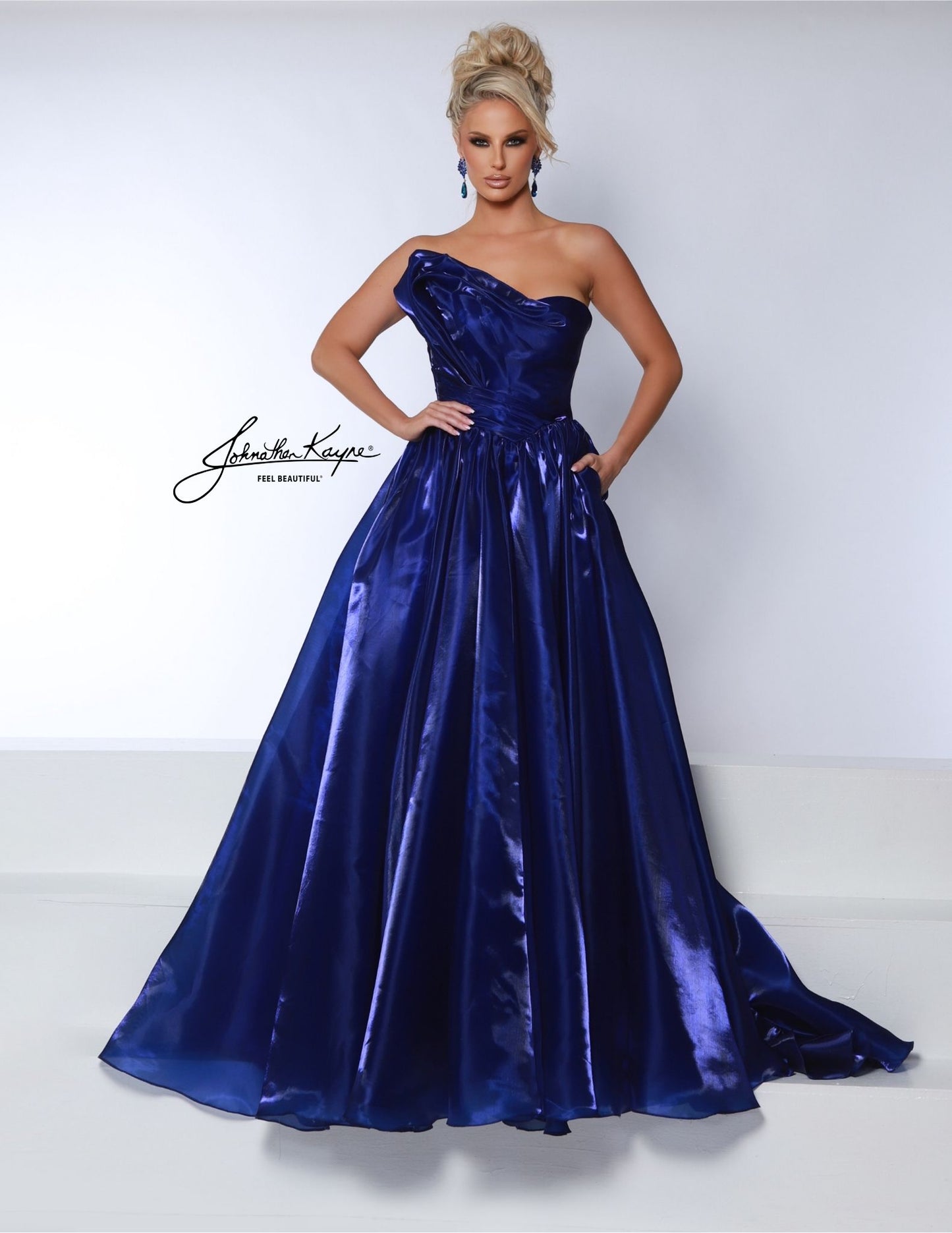 Johnathan Kayne 3102 Mirror Organza Prom Dress Ball Gown Strapless Princess Waist Evening Gown