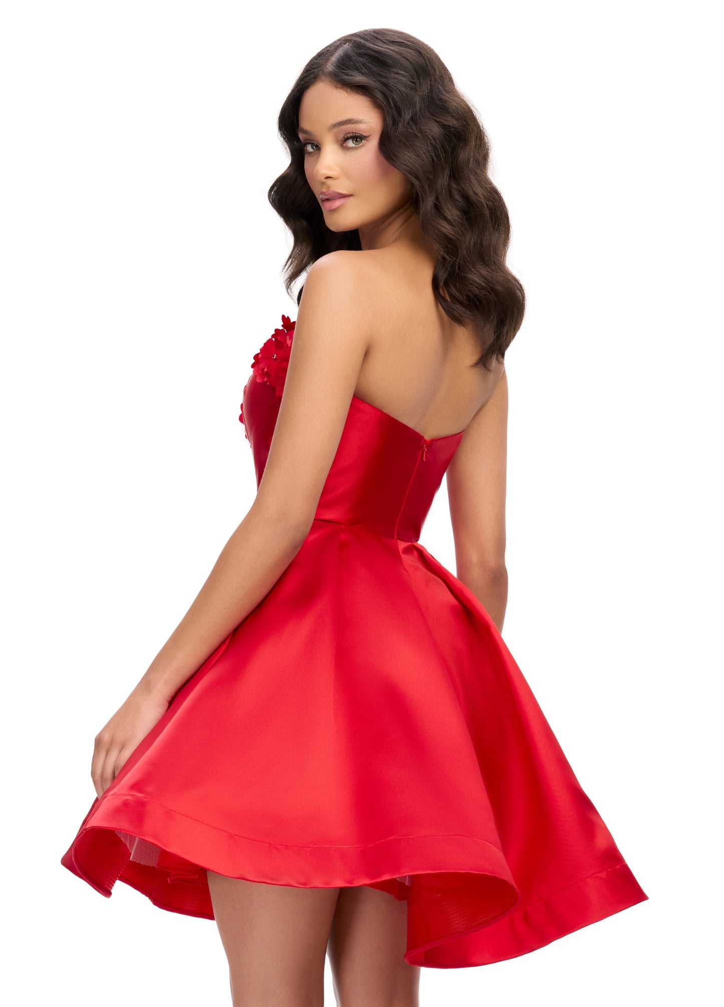 Ashley Lauren 4782 Sweetheart Neckline Cocktail Dress Flower Trimmed  Bodice A Line Short Skirt