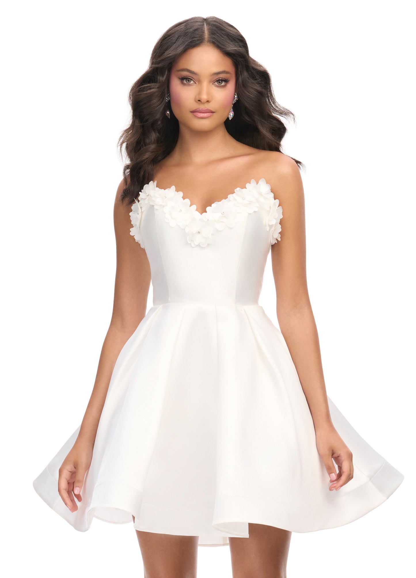 Ashley Lauren 4782 Sweetheart Neckline Cocktail Dress Flower Trimmed  Bodice A Line Short Skirt