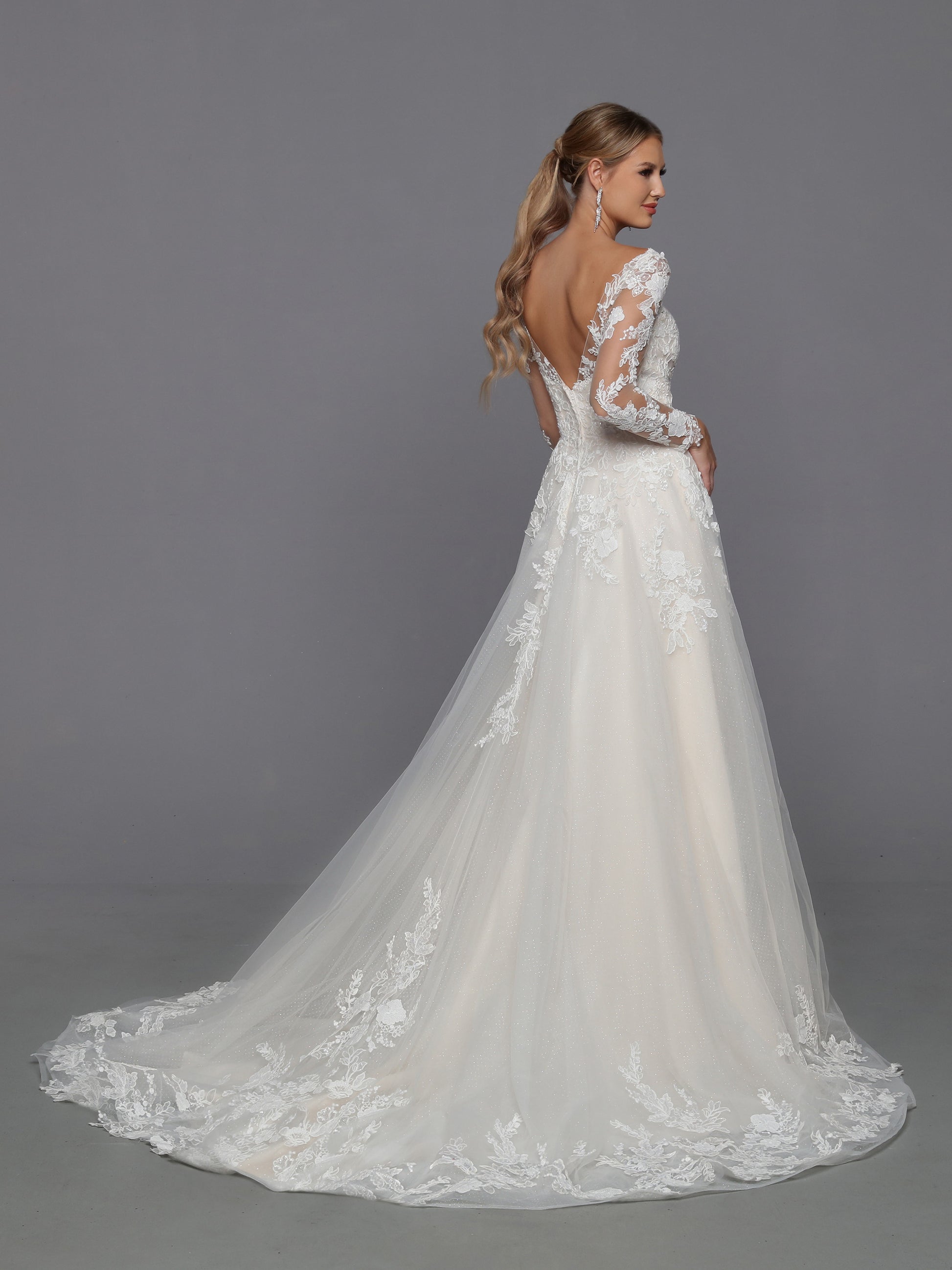 DaVinci Bridal 50761 A-Line Ballgown Open Back Sweetheart Neckline Sheer Lace Floral Long Sleeves Bateau Illusion Wedding Gown. DaVinci Bridal 50761 A-Line Ballgown Open Back Sweetheart Neckline Sheer Lace Floral Long Sleeves Bateau Illusion Wedding Gown