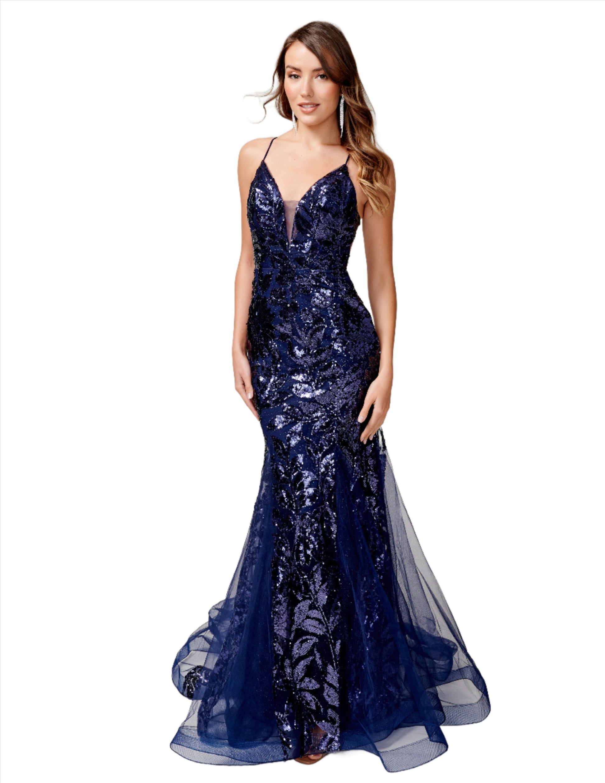 <p data-mce-fragment="1">This stunning Nina Canacci 8236 Prom Dress features a sequin mermaid design, highlighted by a backless corset and V-neckline. Perfect for formal events, this gown offers a flattering silhouette and elegant style. Shine and stand out at your next event with this must-have dress.</p> <p data-mce-fragment="1">Sizes: 0-12</p> <p data-mce-fragment="1">Colors: Pink, Navy, Orange</p>