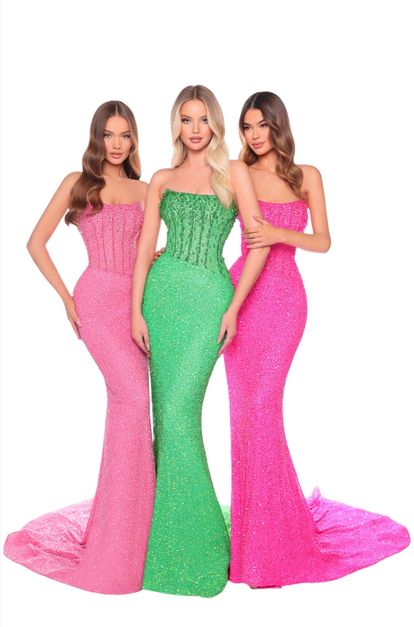 Elevate your formal evening attire with the Amarra 88110 Beaded Sequin Pageant Dress. This stunning gown features a strapless design and a form-fitting corset bodice, adorned with intricate beaded sequins. Make a statement at any event with this exquisite dress.