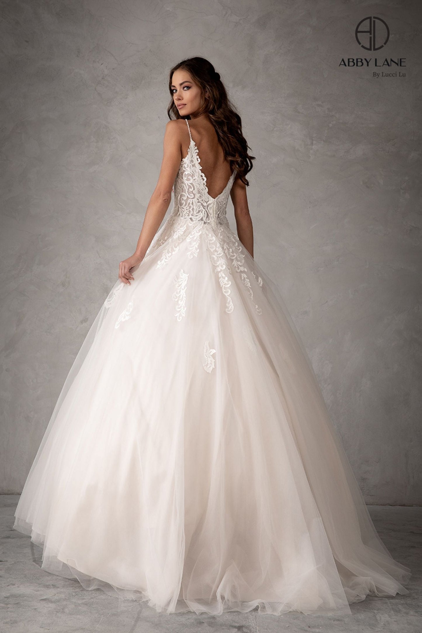 Abby Lane 97103 Lace and Tulle Wedding Dress A line ballgown