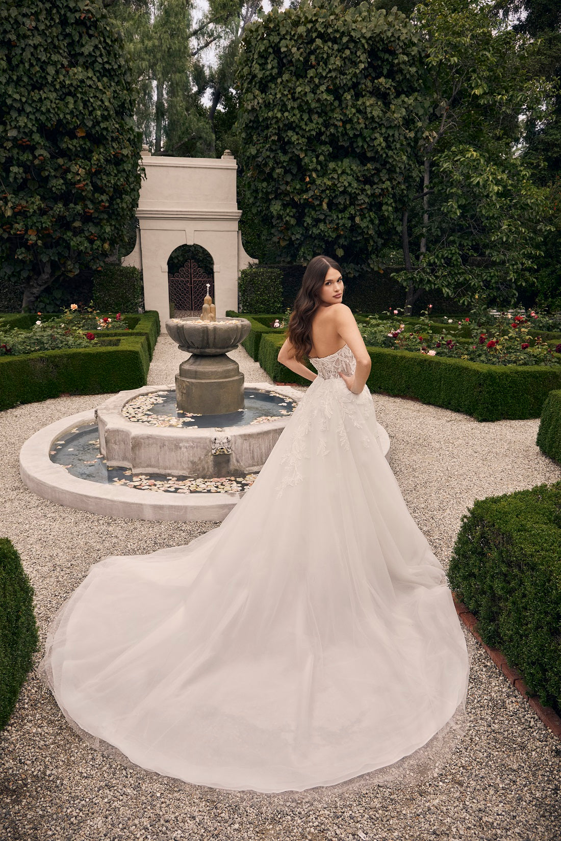 Casablanca Bridal 2548 Jacqueline A-Line Ballgown Off The Shoulder Sheer Floral Tulle Appliques Train Wedding Dress