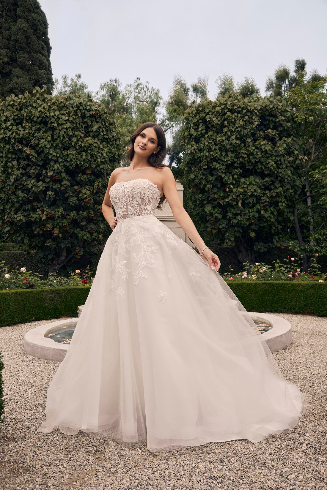 Casablanca Bridal 2548 Jacqueline A-Line Ballgown Off The Shoulder Sheer Floral Tulle Appliques Train Wedding Dress