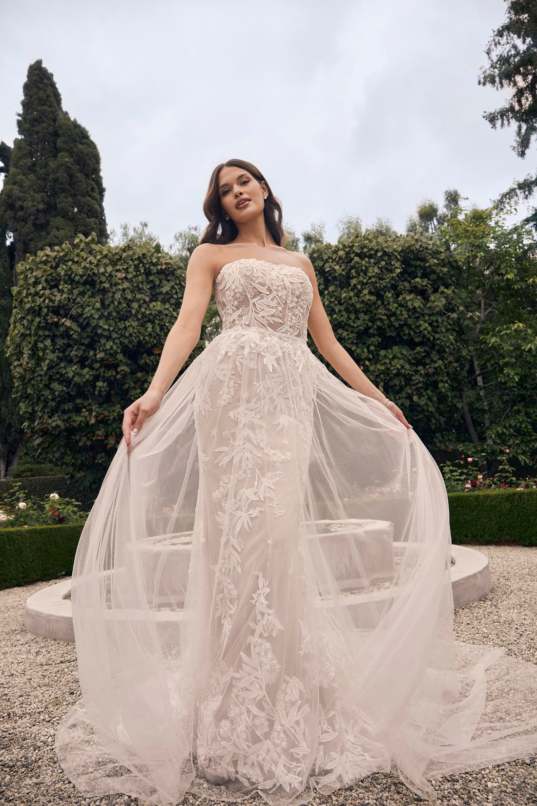 Casablanca Bridal 2548 Jacqueline A-Line Ballgown Off The Shoulder Sheer Floral Tulle Appliques Train Wedding Dress