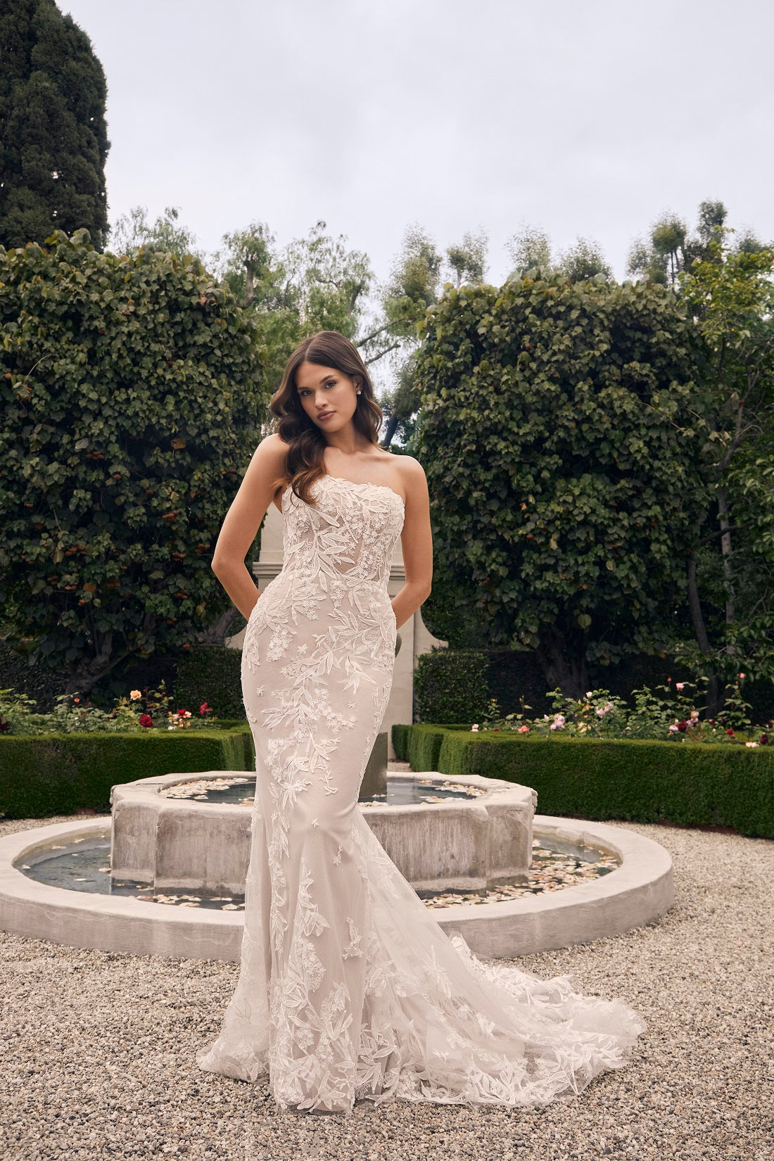 Casablanca Bridal 2548 Jacqueline A-Line Ballgown Off The Shoulder Sheer Floral Tulle Appliques Train Wedding Dress