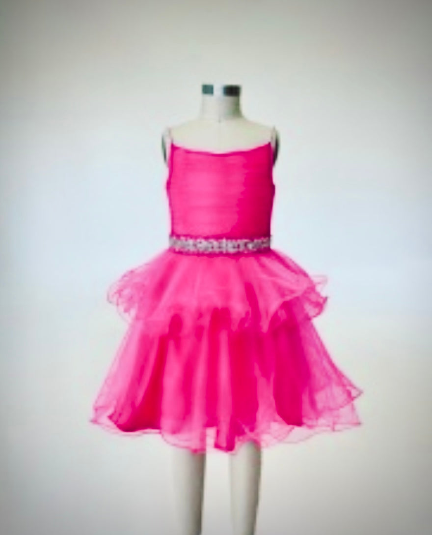 Ashley Lauren 8279 Girls Short Tulle Cocktail Dress Spaghetti Straps cocktail appearance formal wear