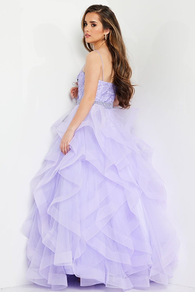 Jovani Kids K23519 Long Organza Floral Spaghetti Strap Girls Formal Dress. Send your princess to the ball in style with the Jovani Kids K23519 dress! This glamorous gown has a luxurious organza floral fabric that will let her shine brighter than the lights! And with spaghetti strap detailing, she'll look more like a princess than ever. Fit for a queen!