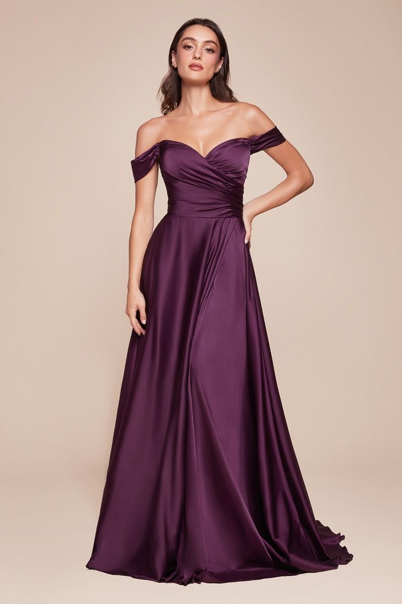 Ladivine 7493 eggplant bridesmaids dress