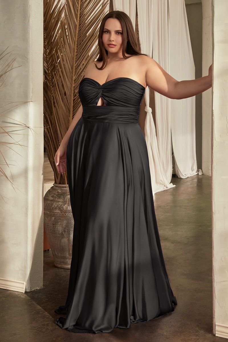 Ladivine 7496C Bridesmaids Dress Curvy Strapless A Line Soft Satin Keyhole Gown