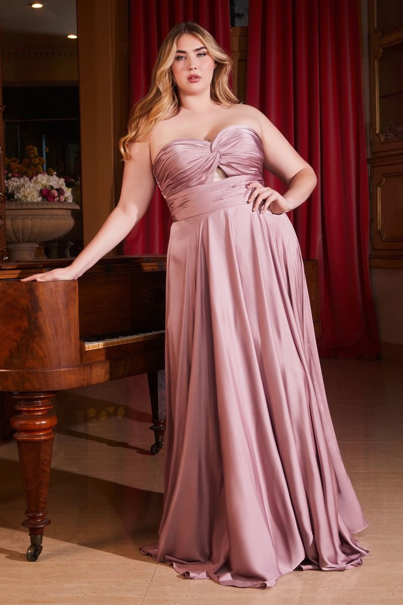 Ladivine 7496C Bridesmaids Dress Curvy Strapless A Line Soft Satin Keyhole Gown