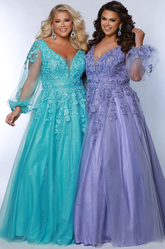 Turn heads in Sydneys Closet SC7373 Long Prom Dress. The sequin and plus size puff sleeves make this A-Line formal gown remarkably elegant, while the plush material provides maximum comfort for your special night. Make a statement with this beautiful dress. You will look pretty fancy at Prom 2024 or any special event when you opt to wear this plus size formal dress with sleeves.