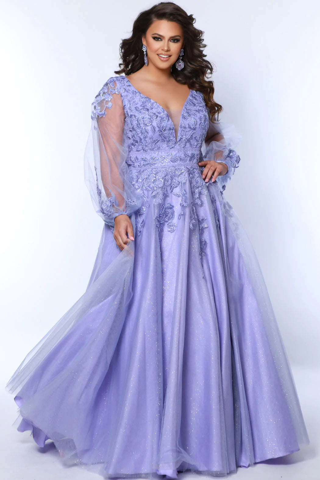 Turn heads in Sydneys Closet SC7373 Long Prom Dress. The sequin and plus size puff sleeves make this A-Line formal gown remarkably elegant, while the plush material provides maximum comfort for your special night. Make a statement with this beautiful dress. You will look pretty fancy at Prom 2024 or any special event when you opt to wear this plus size formal dress with sleeves.