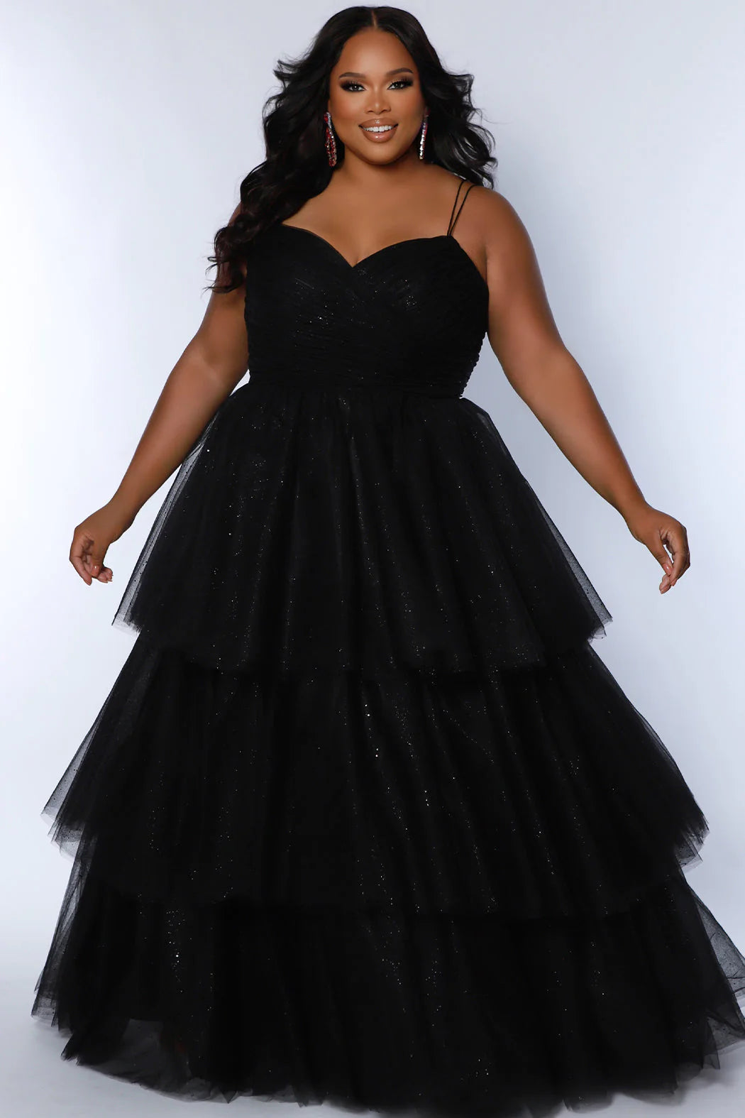 Sydneys Closet SC7392 Long Prom Dress Plus Size Ballgown Sparkle Tulle Pageant Formal Gown