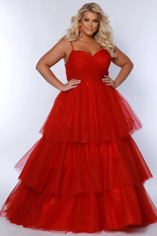 Sydneys Closet SC7392 Long Prom Dress Plus Size Ballgown Sparkle Tulle Pageant Formal Gown