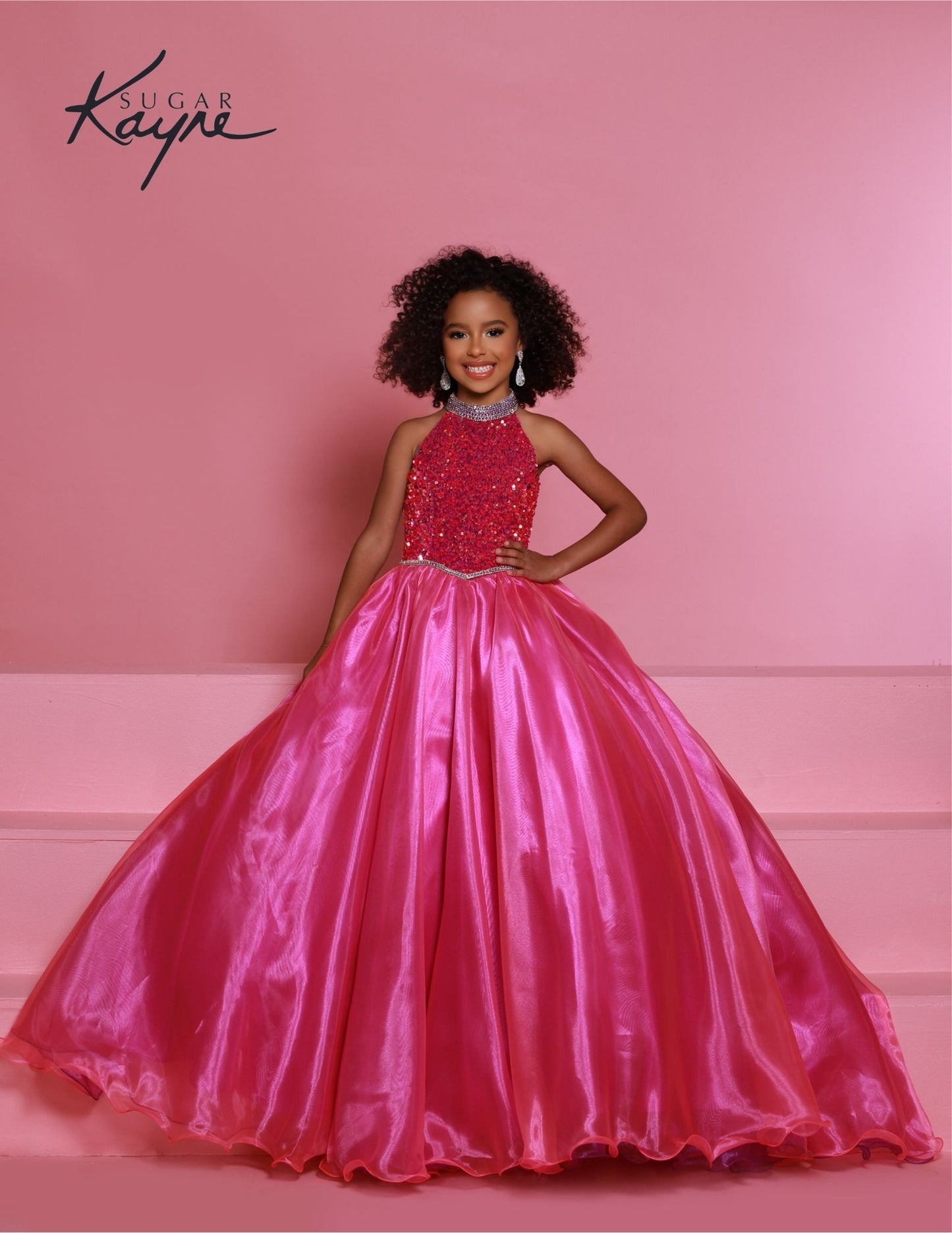 Sugar Kayne C302 Sequined velvet girls and preteens pageant dress