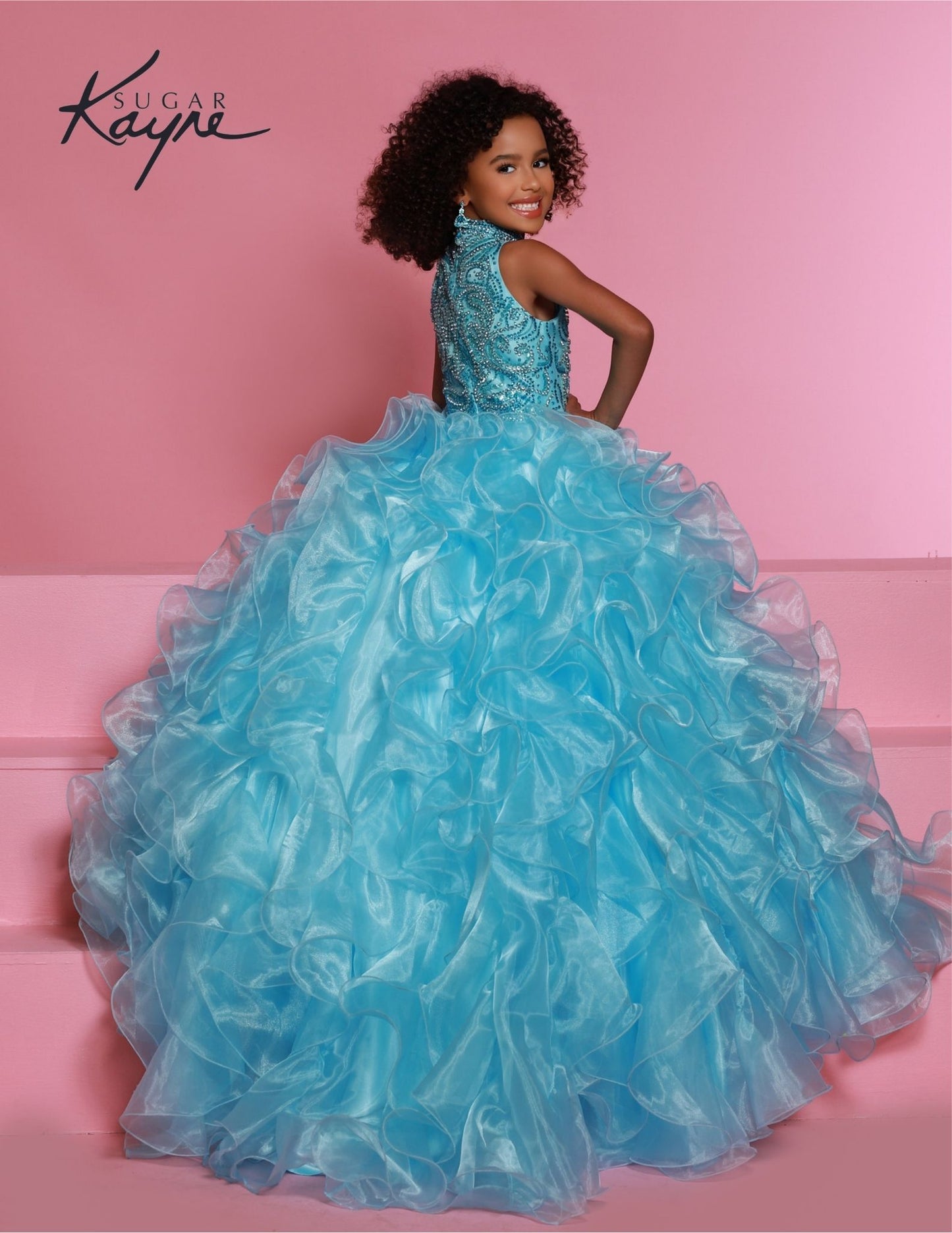 Sugar Kayne C328 Cinderella Blue Girls Preteens Pageant Dress