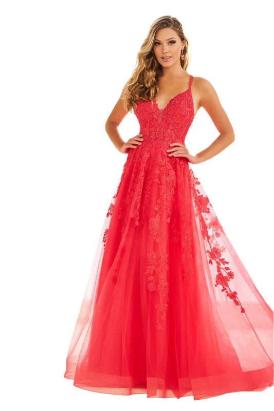 Be the star of the prom in the exquisite Ellie Wilde EW36015 Long Prom Dress. This stunning A-line gown features sheer lace and shimmering details, perfect for any formal occasion. With its beautiful design and comfortable fit, you'll feel confident and elegant all night long. Embrace your inner beauty and shine in this gorgeous ballgown.