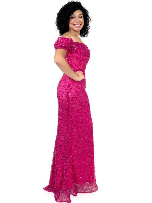 This Marc Defang 8228 dress is an elegant, fitted off-the-shoulder design, featuring a detachable overskirt and ornate pearl, sequin, and beaded detailing. It's perfect for a unique prom, pageant, or wedding look. Corset back  Sizes: 00-16  Colors: Hot Pink, White  *Allow 30 days production