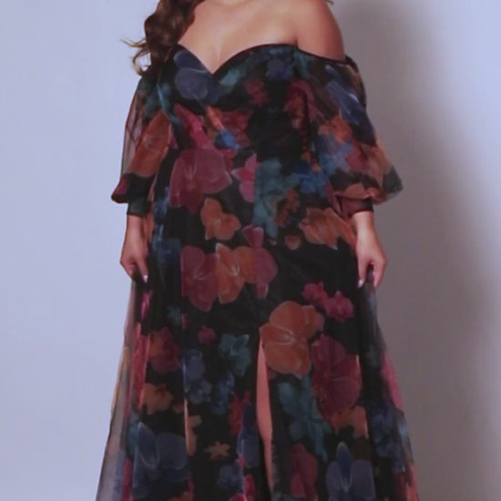 Elevate your special occasion look with this stunning Sydneys Closet SC7386 gown. Crafted with a beautiful A-line silhouette, this plus-size dress features floral digital print, alluring slit optional puff sleeves, pockets and a train. From prom to formal events, you will look and feel glamorous. Look like a breath of fresh air hen you wear our floral plus size maxi dress as a wedding guest or to any fancy formal event. 