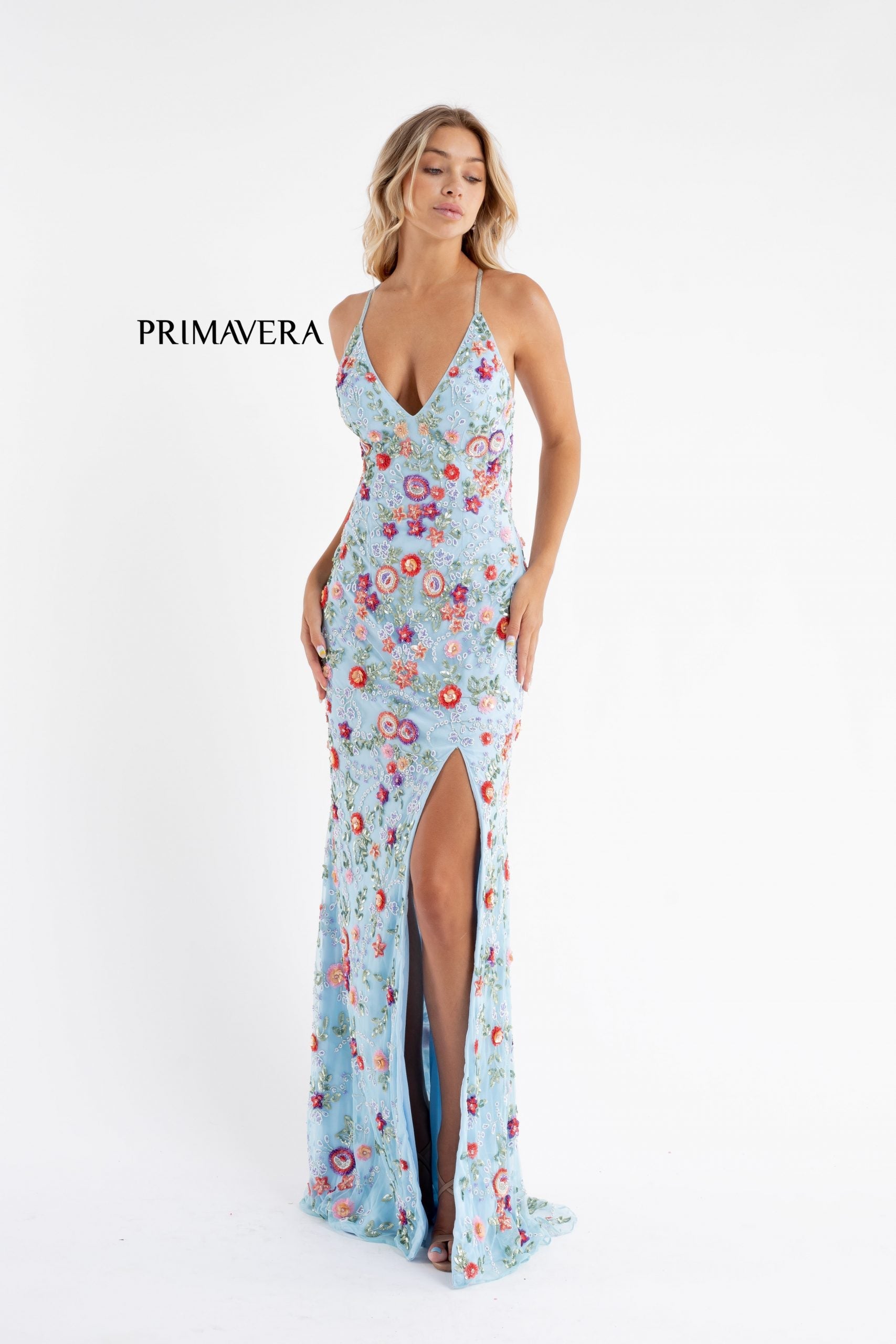 Primavera Couture 3073 Floral Prom Dress Long beaded evening