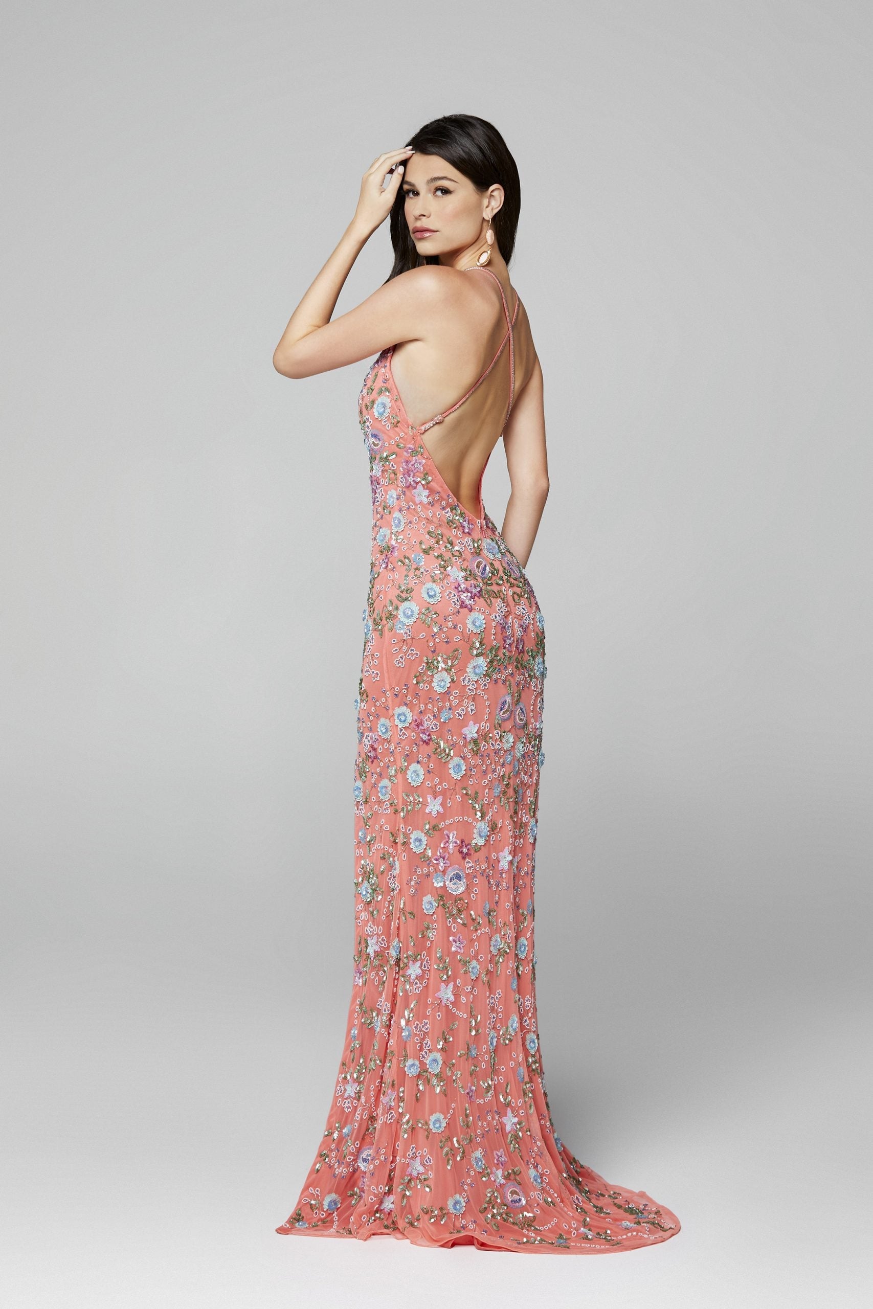 Primavera Couture 3073 Floral Prom Dress Long beaded evening