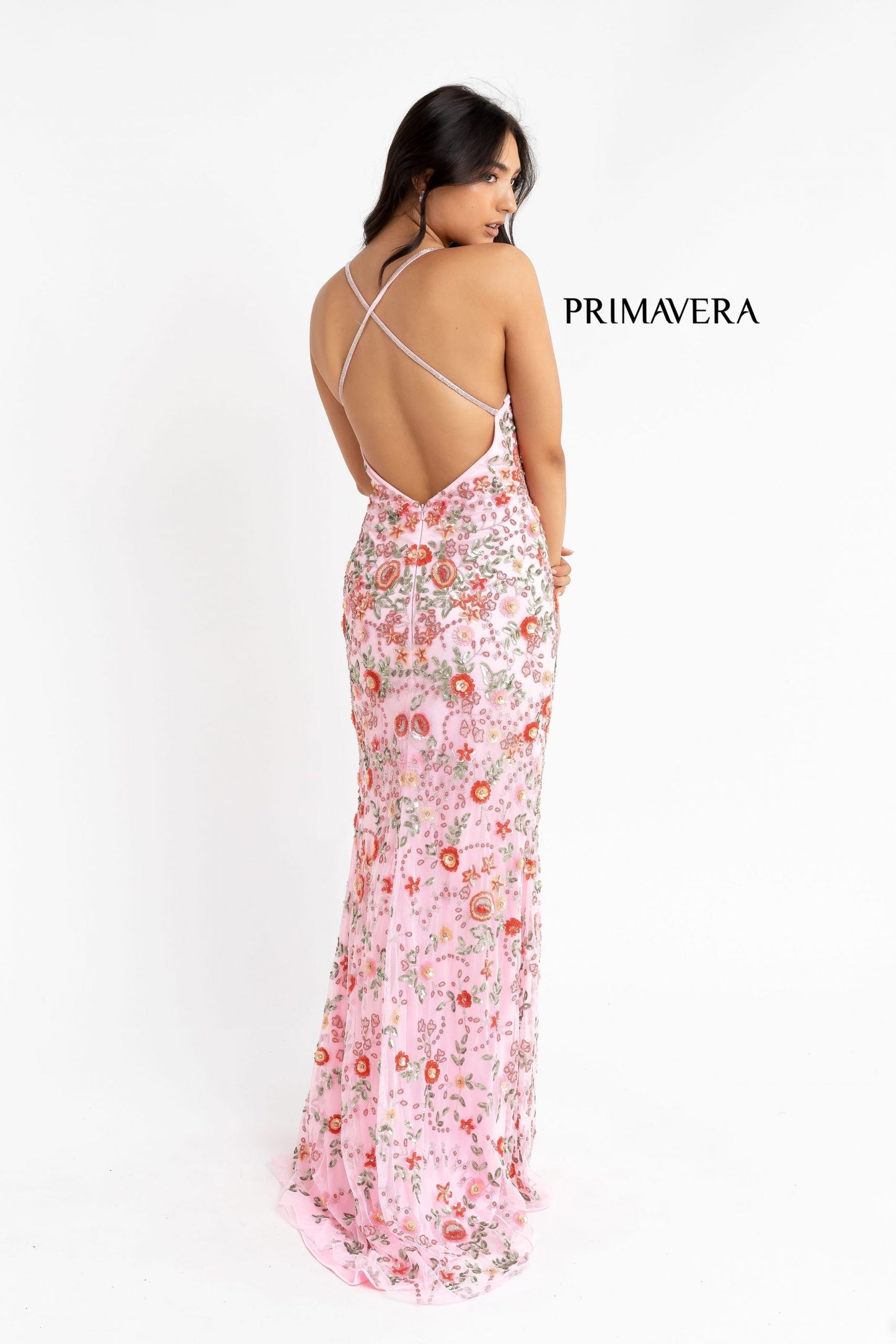 Primavera Couture 3073 Floral Prom Dress Long beaded evening