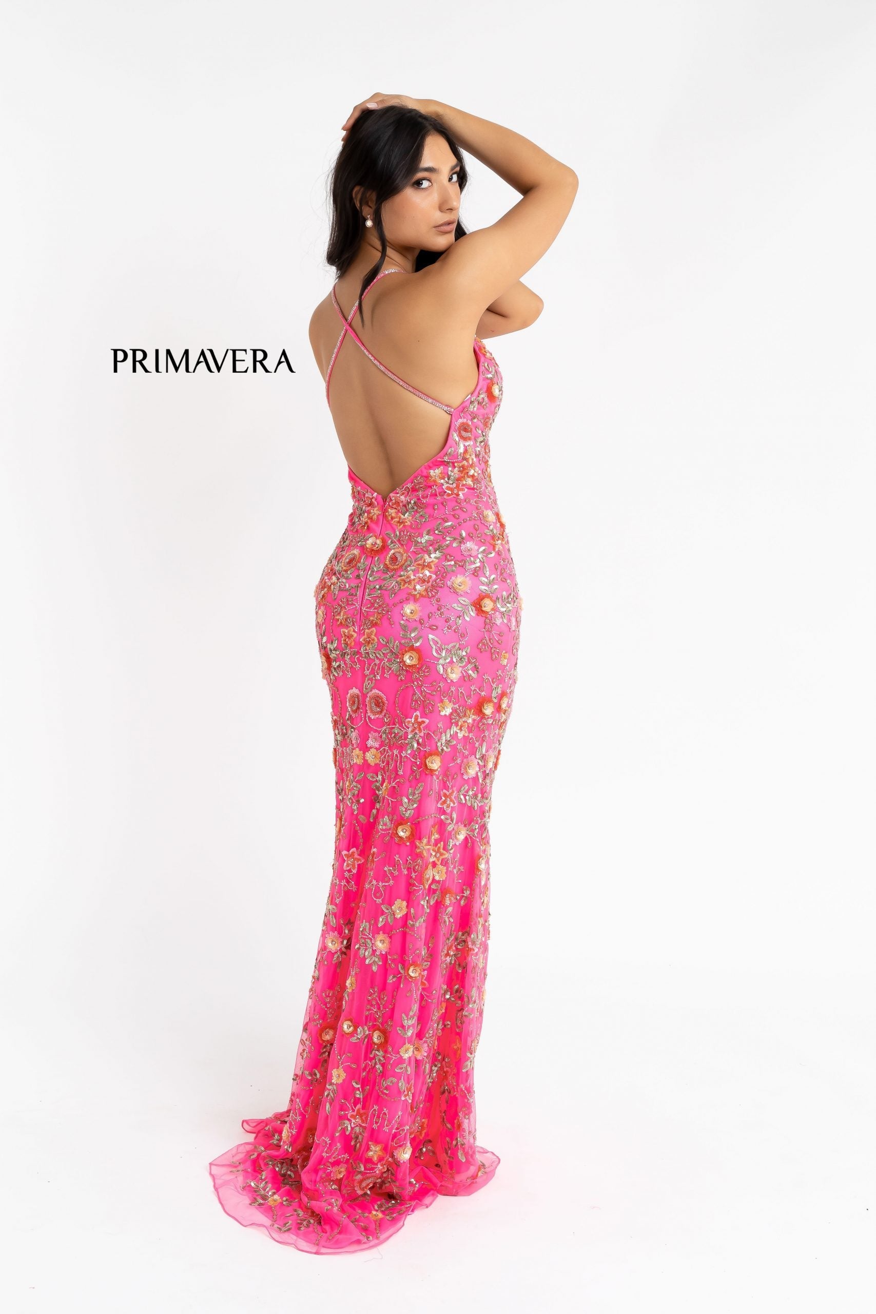 Primavera Couture 3073 Floral Prom Dress Long beaded evening