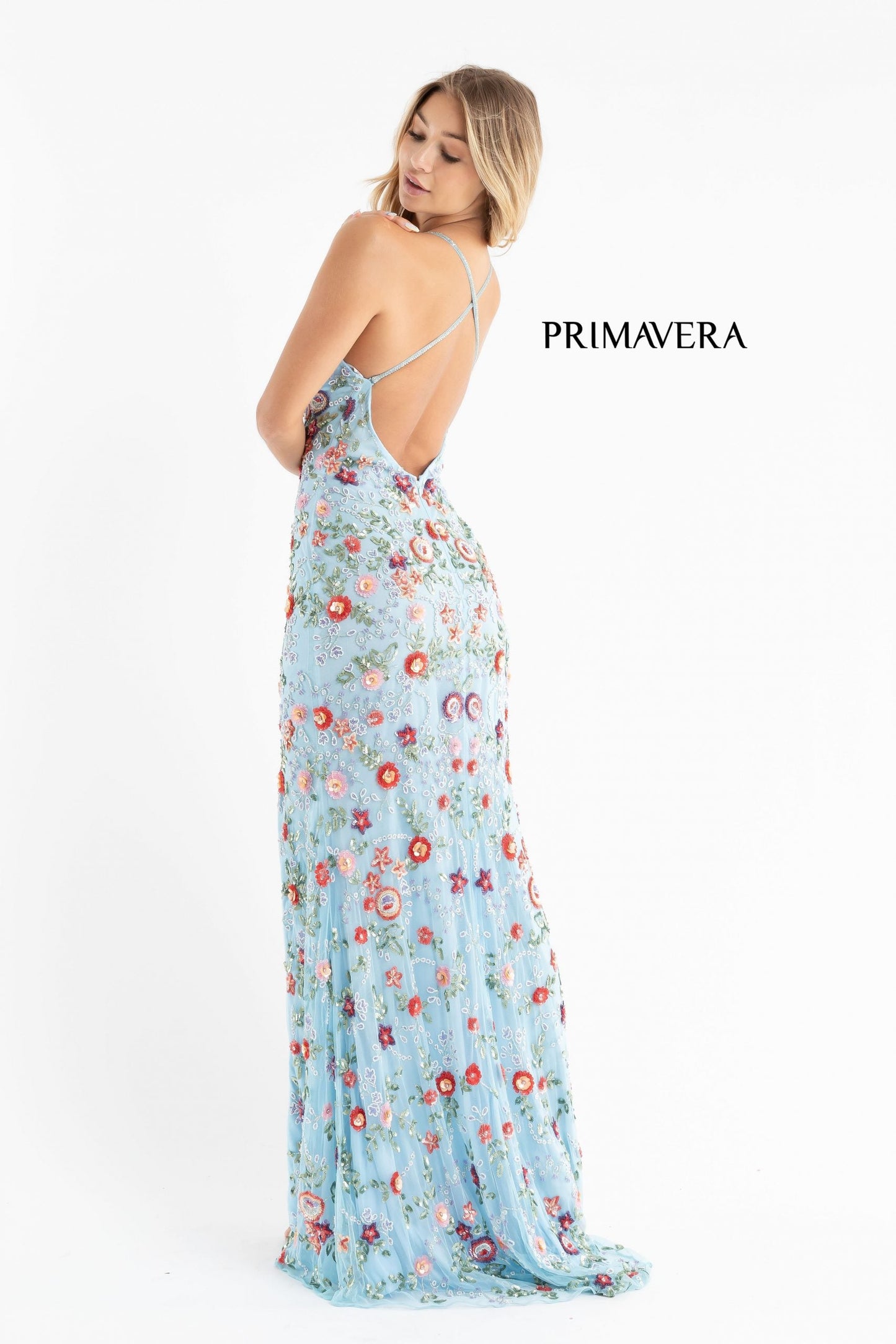 Primavera Couture 3073 Floral Prom Dress Long beaded evening