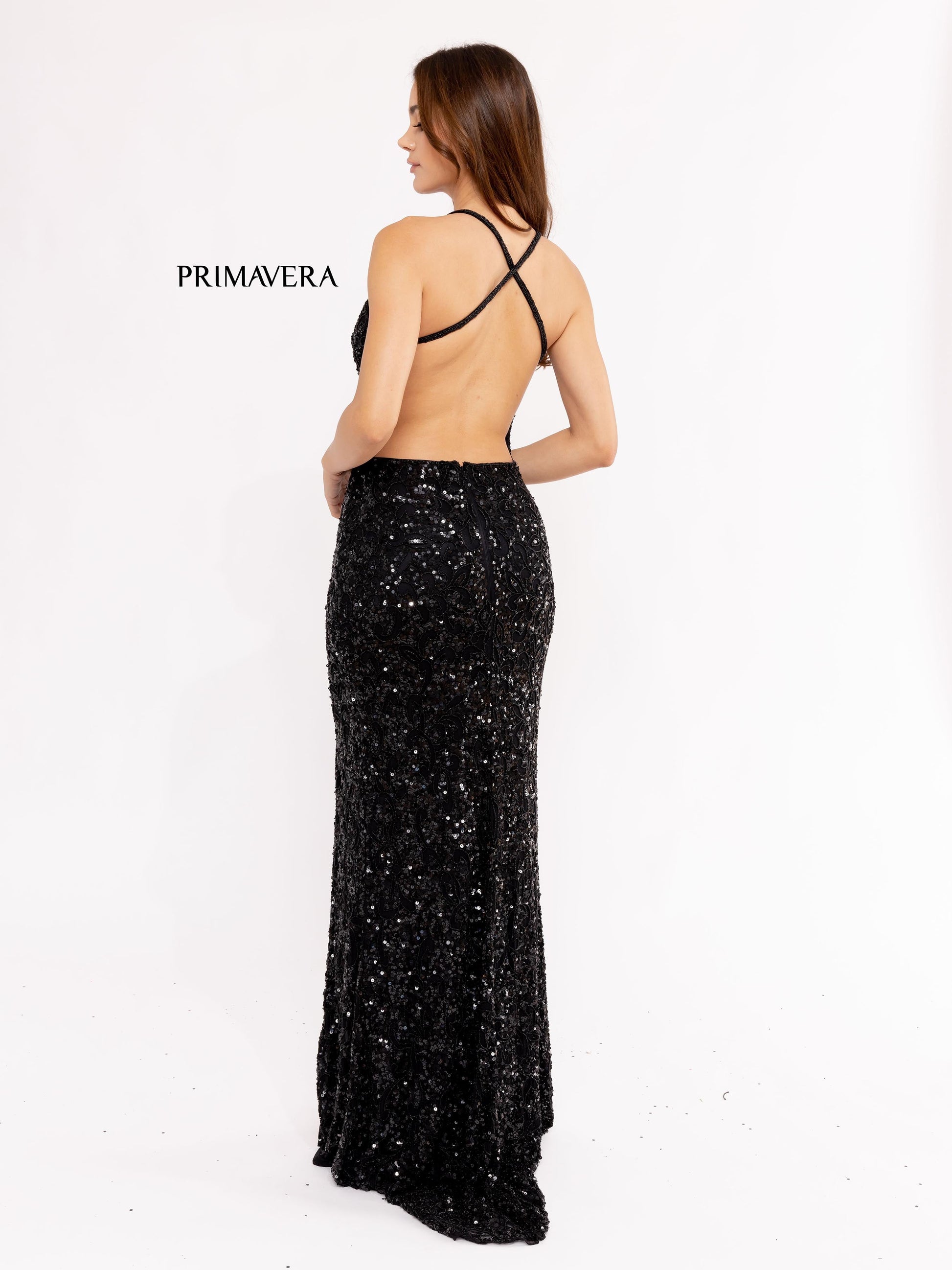 Primavera Couture 3295 Black Prom Dress Size 000 V Neckline