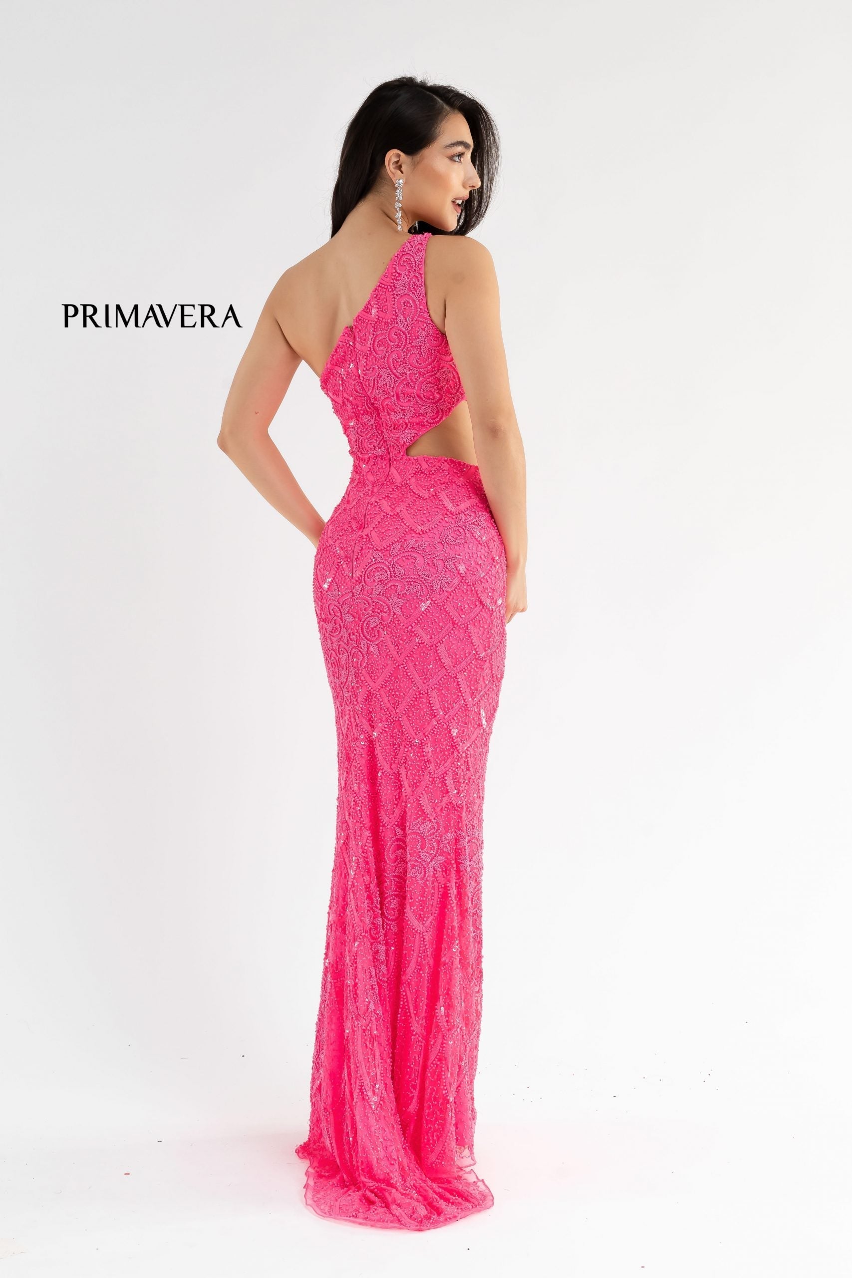 Primavera Couture 3729 Neon Pink Prom Dress Size 000 6 One