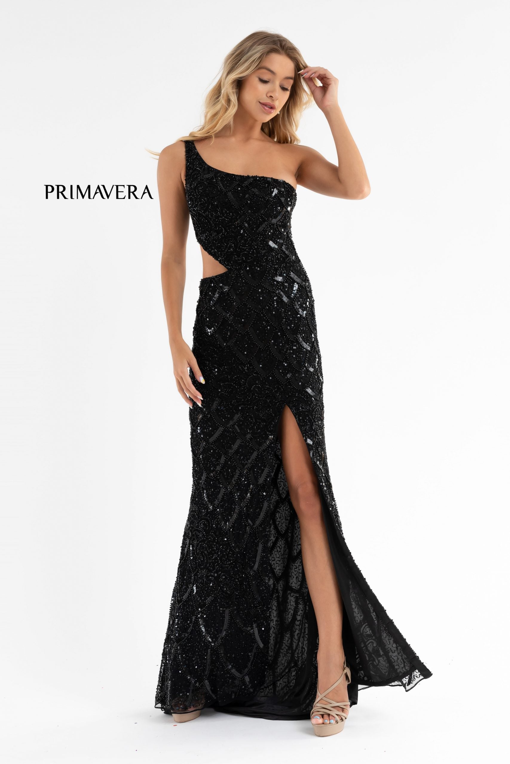 Primavera Couture 3729 Prom Dress One Shoulder Iridescent